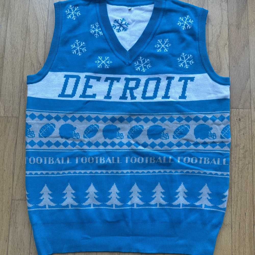 Detroit Blue V-Neck Men's Sweater